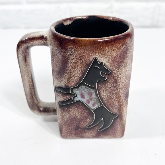 Mara Mexican Stoneware Art ~ Pottery Coffee tea mug ~ Dogs in Shirts Brown - Picture 2 of 6
